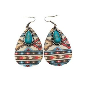 Western Red Pendleton style Earring